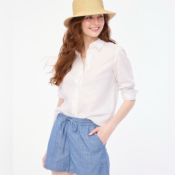 J. Crew Factory Linen-Blend Button-Up Shirt - Picture 1 of 14